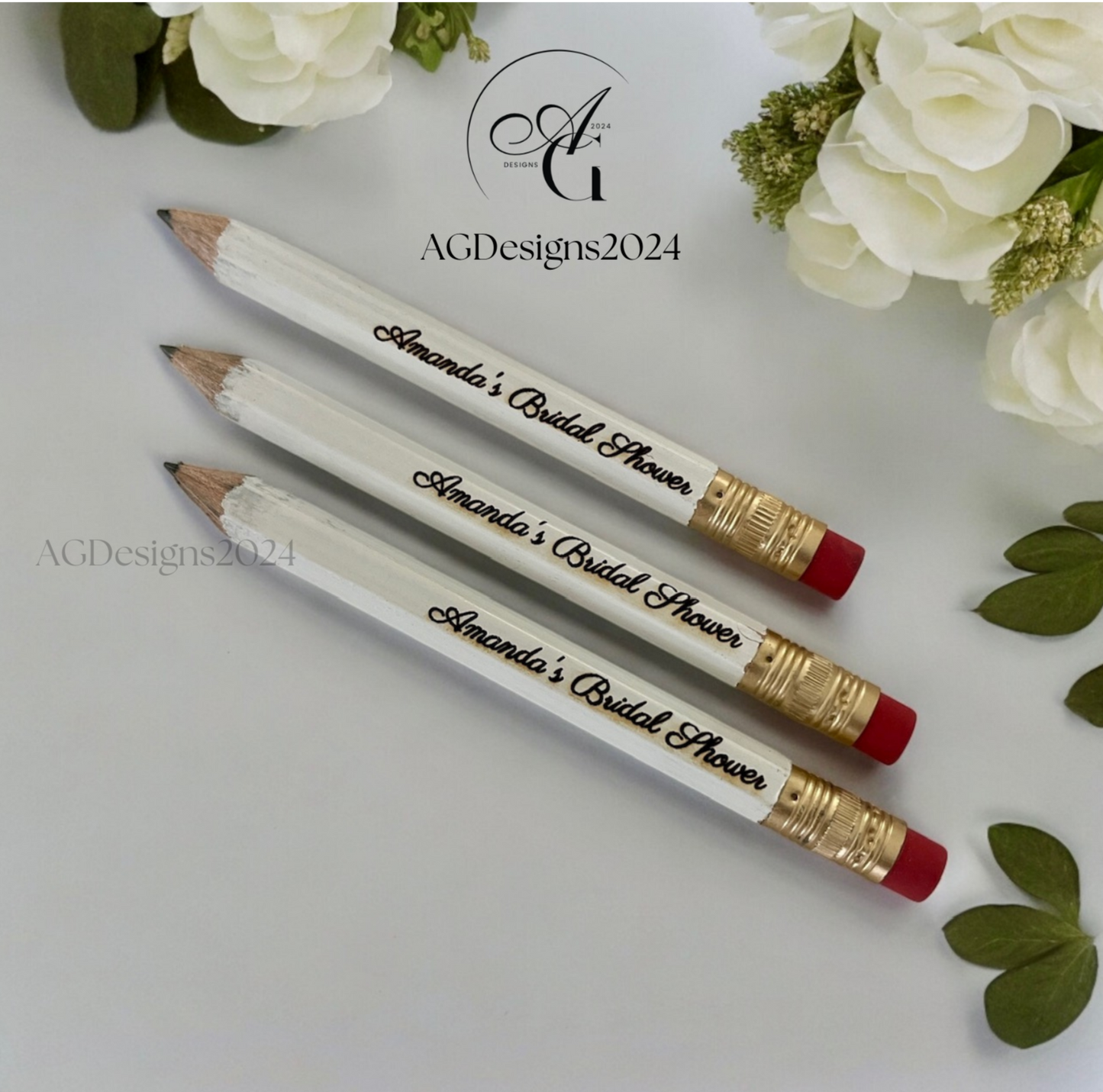 White Engraved Pencils 