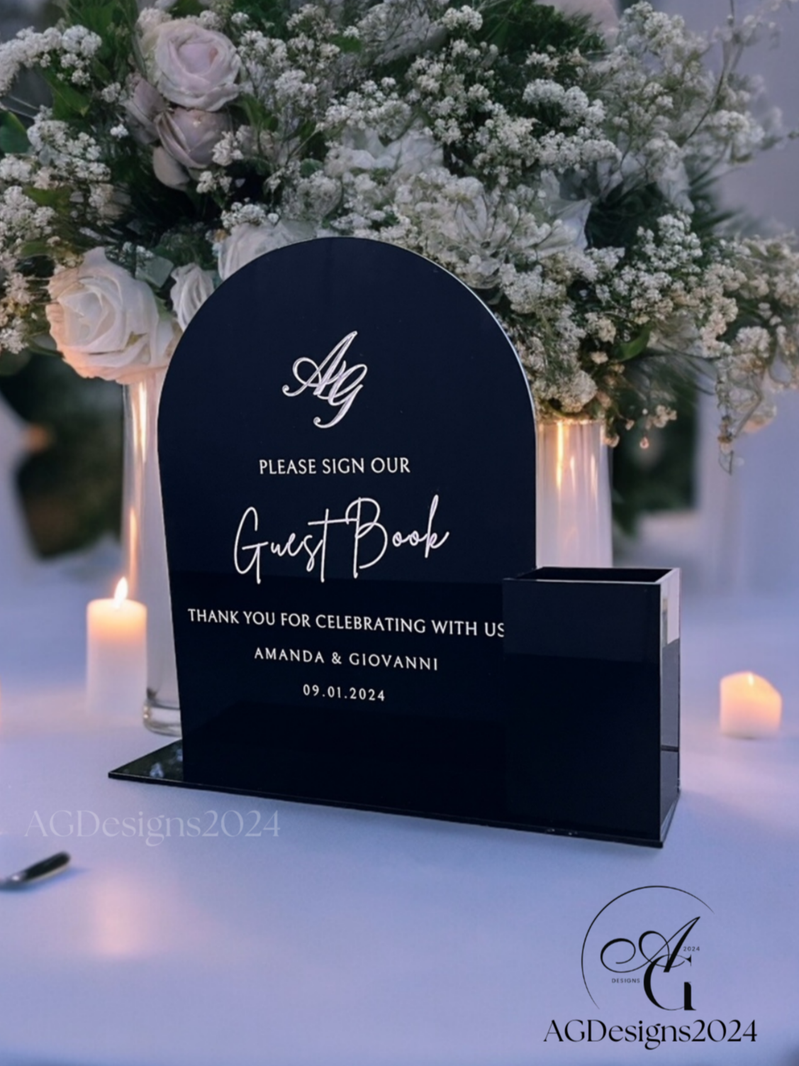 8x10 Guest Book Sign with Pen Holder