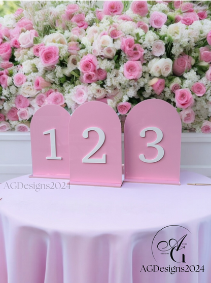 4x6 Arched Numeral Acrylic Table Numbers